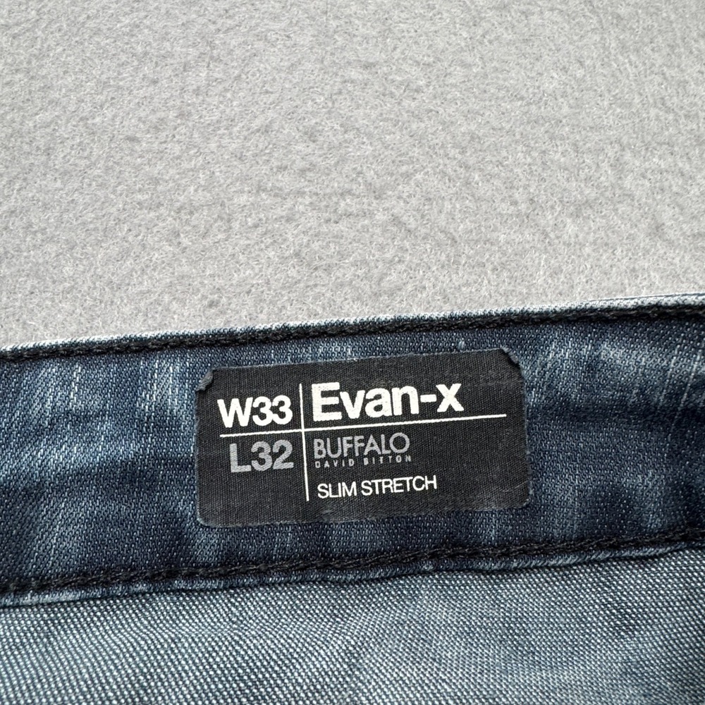 Buffalo David Bitton Jeans Men's 33x32 Blue Evan-X Slim Stretch Denim Whiskered - Picture 7 of 7